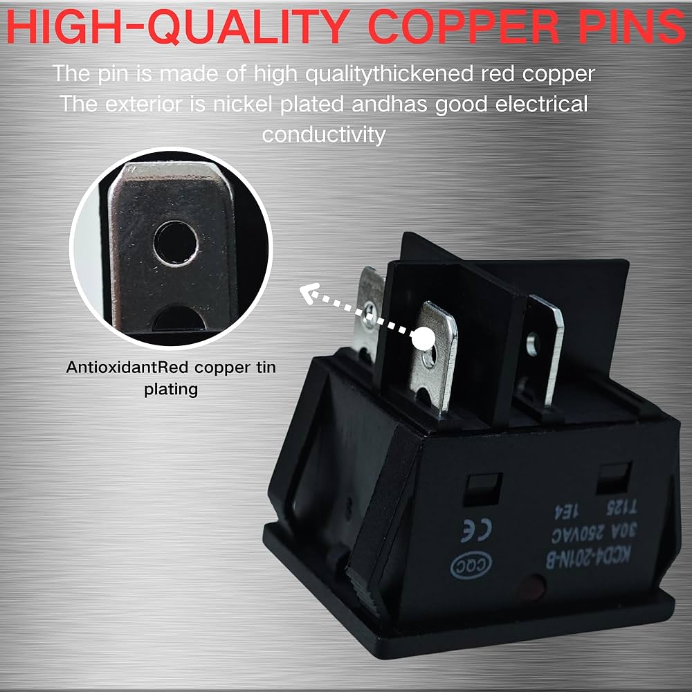 Amazon.com: 2PCS KCD4 Rocker Switch t125/55, 4 Pin DPST 30
